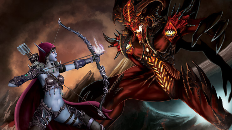 Sylvanas VS Diablo - Fanart digital do jogo Heroes of the Storm