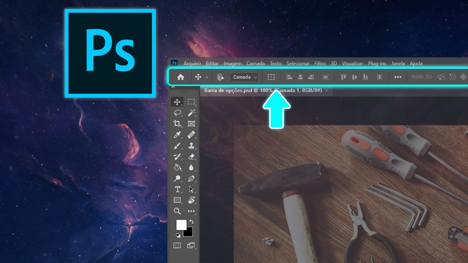 Barra de opções do Photoshop - Configurando ferramentas - L. Charnyai