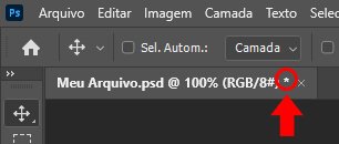 Indicação de arquivo não salvo no Photoshop