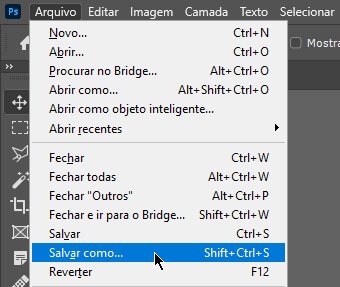 Comando para salvar um novo arquivo no Photoshop
