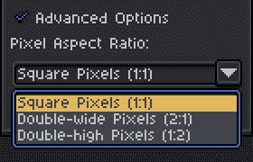 Opção para escolher a proporção do pixel