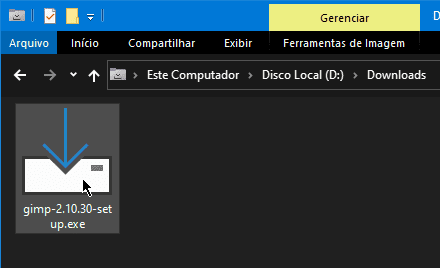 Arquivo para instalar o GIMP no Windows