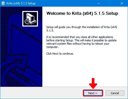 Começando a instalar o Krita no Windows