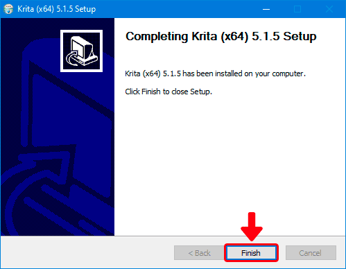 Finalizando a instalação do Krita no Windows