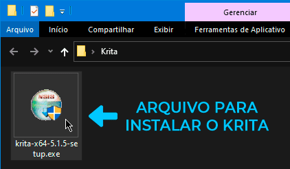 Arquivo para instalar o Krita no Windows